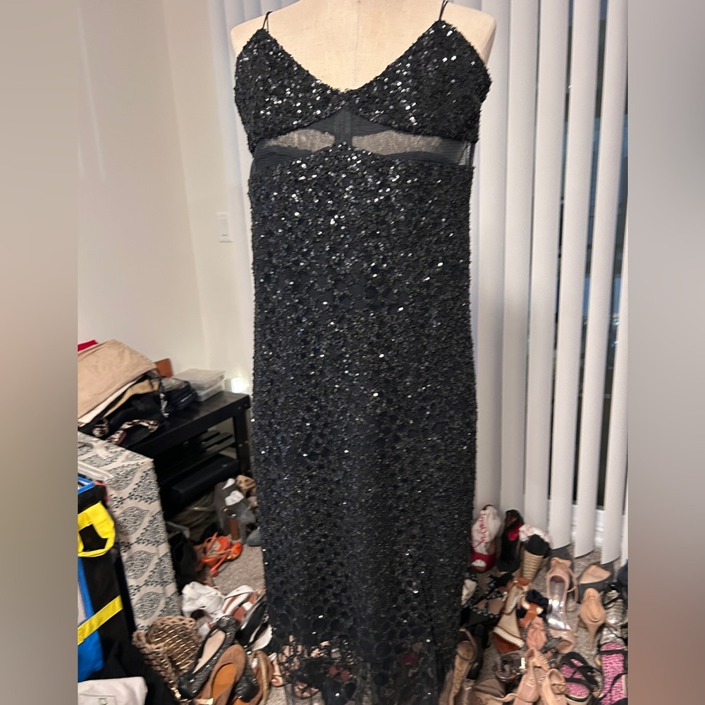 Vera Wang Black Sequin Prom Dress